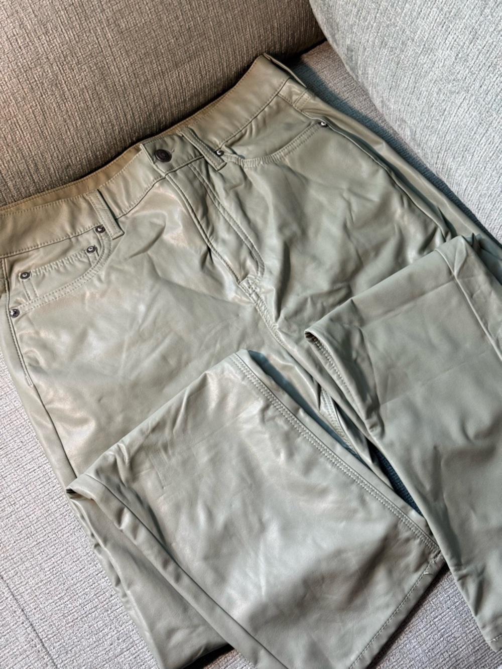 American Eagle Outfitters Sage Green Faux Leather Pants